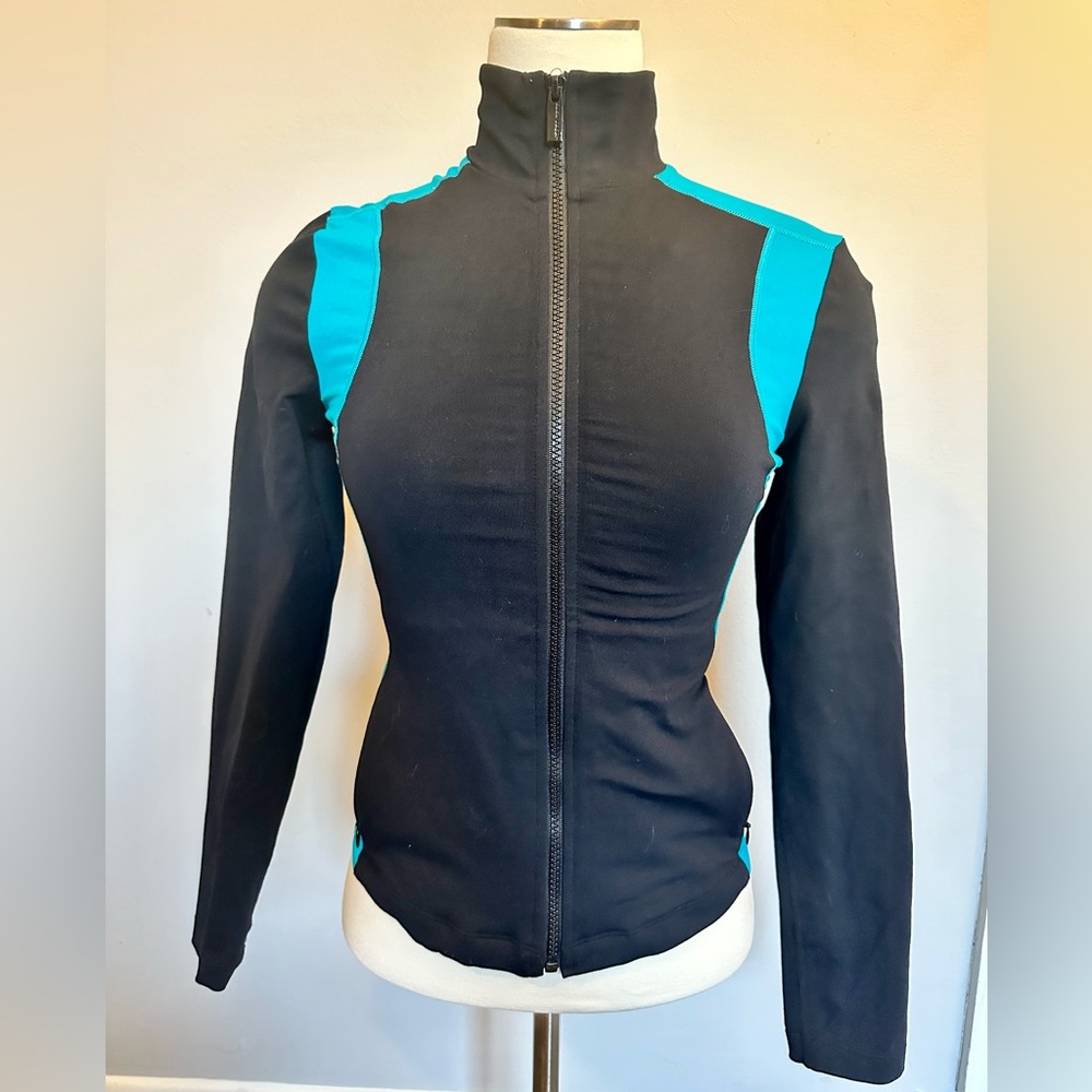 Bebe Sport workout jacket- turquoise, black and white. Size Medium